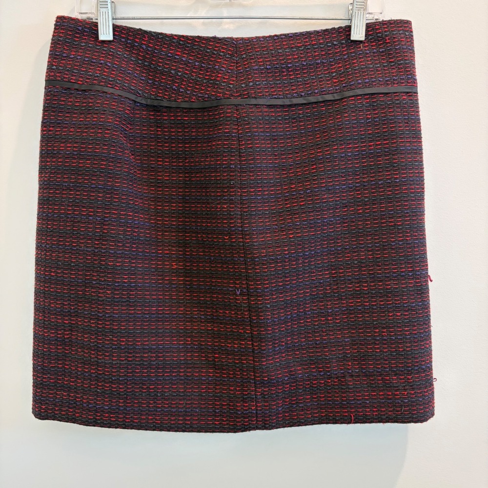 Ann Taylor LOFT Womens Size 6 Red Purple Black Tweed Textured Mini Skirt Zip